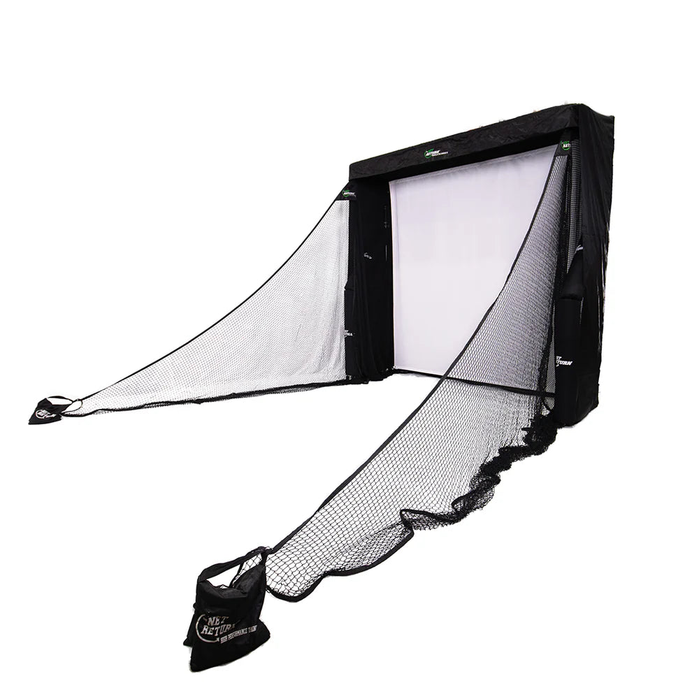 High-quality golf simulator bay with golf impact scree