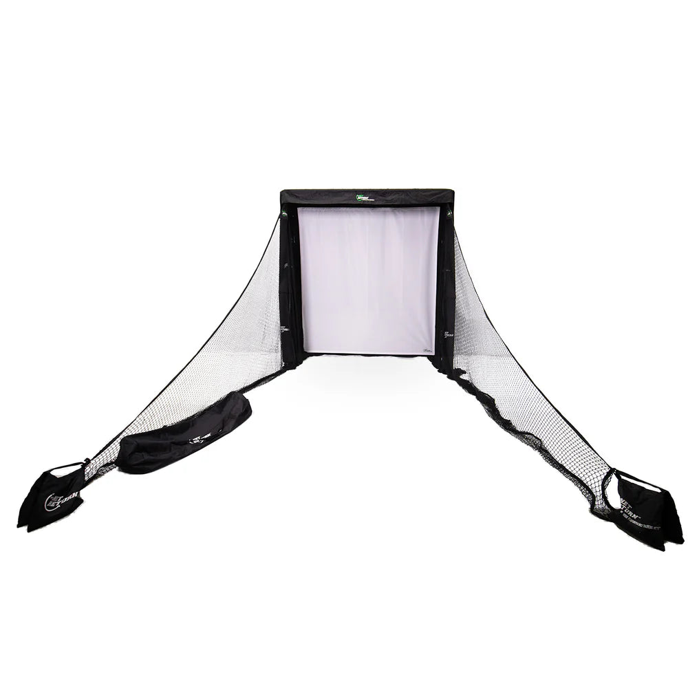 High-quality golf simulator bay with golf impact scree