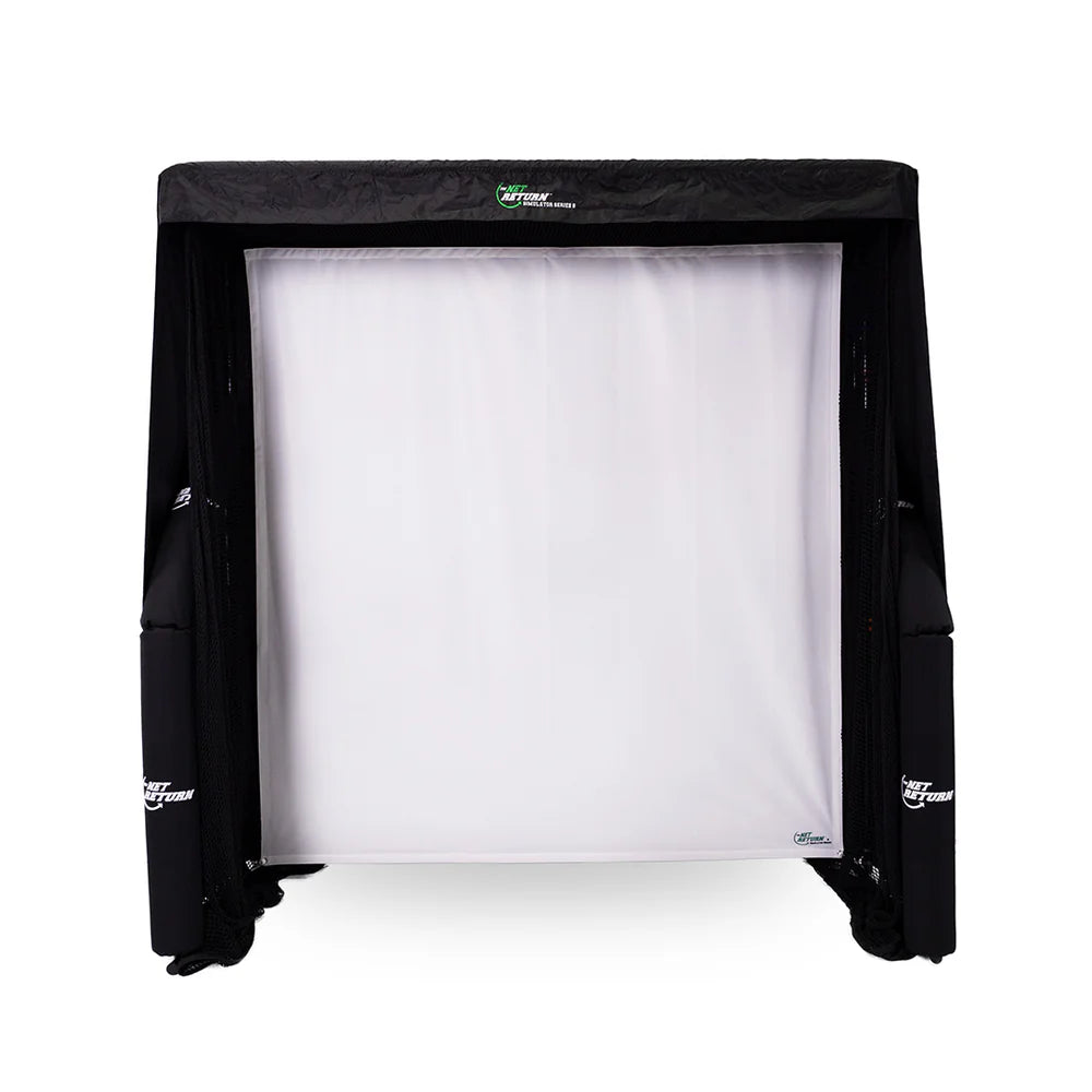 High-quality golf simulator bay with golf impact scree