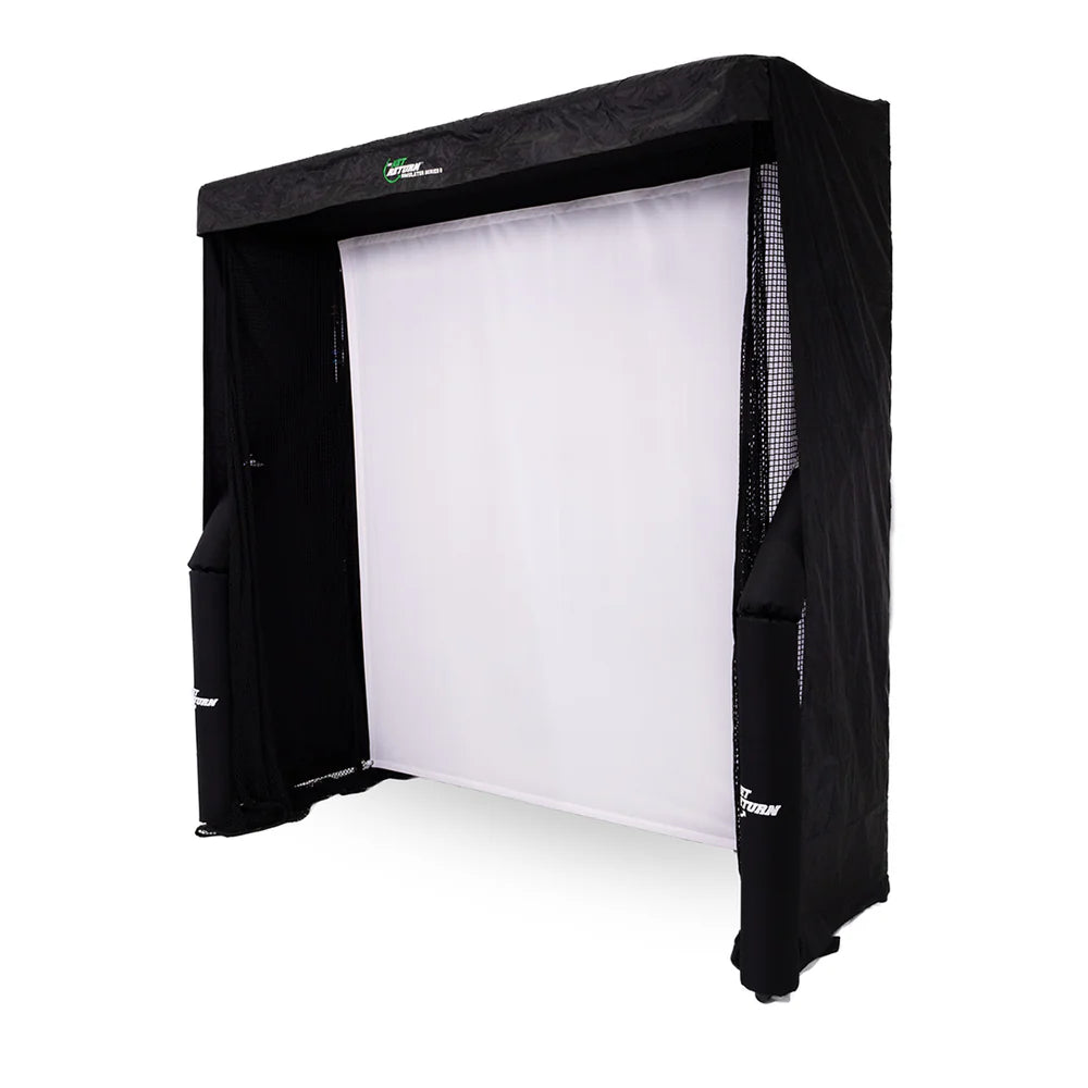 High-quality golf simulator bay with golf impact scree