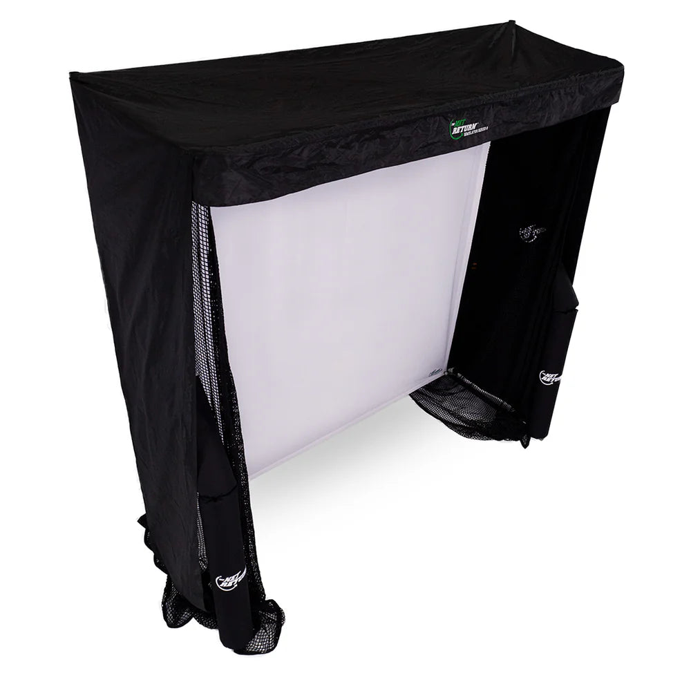 High-quality golf simulator bay with golf impact scree
