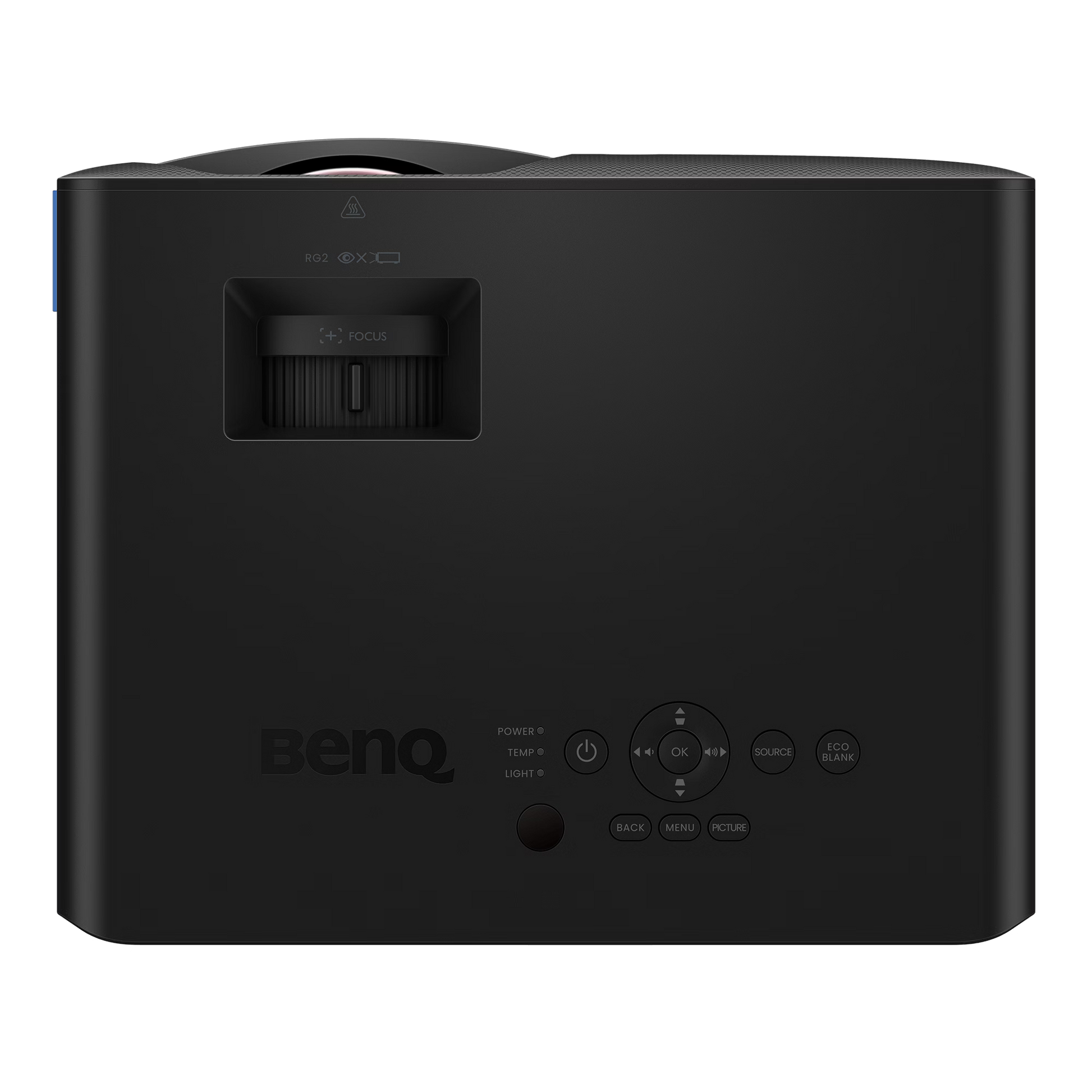 Black Benq projector on a white background