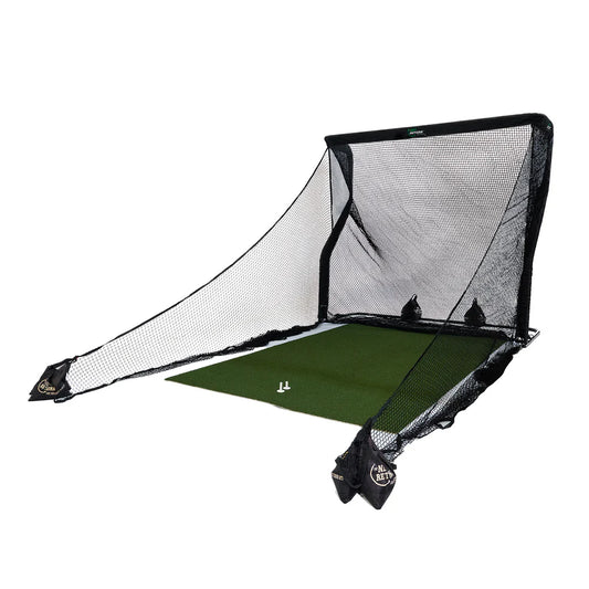 Golf Practice Net Return System with durable hitting net design